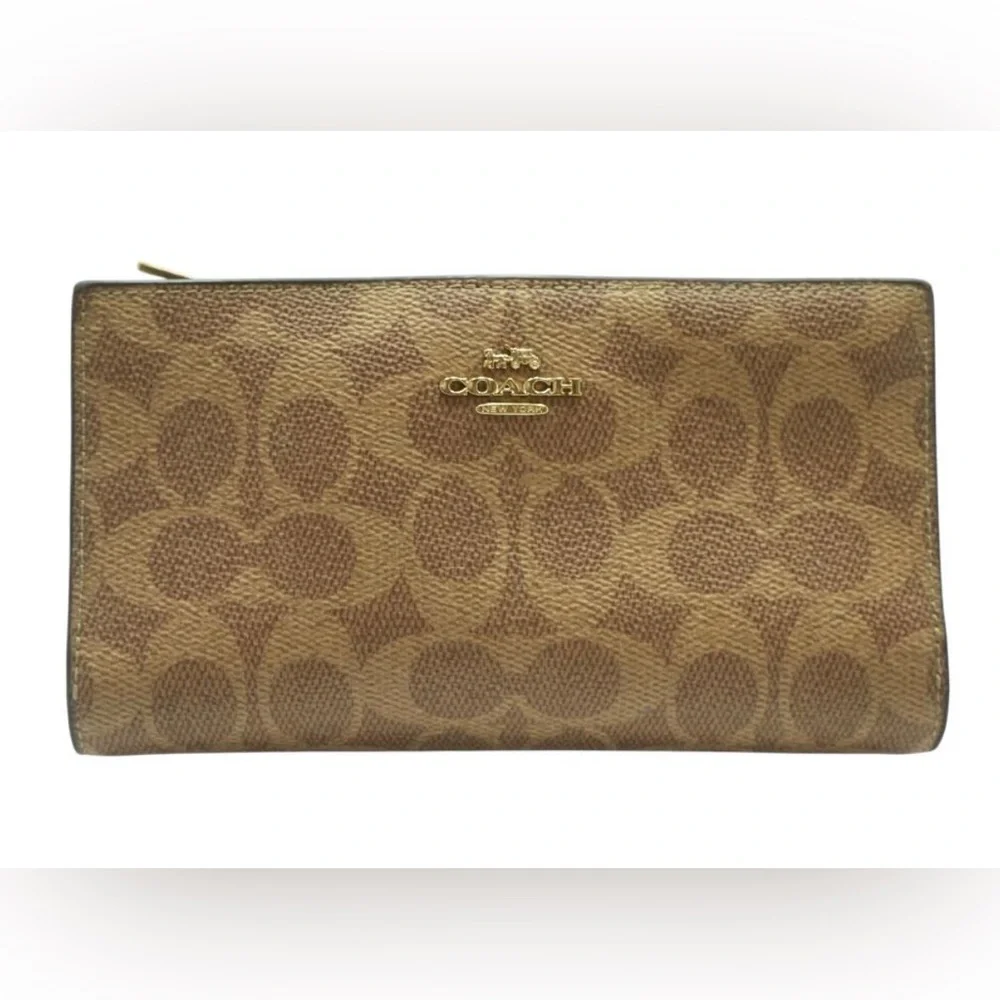 Coach Brown and Tan Signature Wallet - Picture 1 of 8